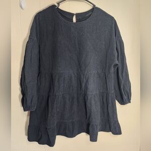 Black Tiered Long Sleeve Top